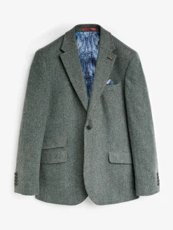 Joules Dark Green Herringbone Texture Slim Fit Blazer DarkGreen