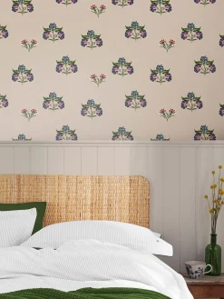 Best Joules Dawn Grey Indienne Block Print 10M Wallpaper DawnGrey