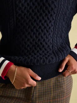 Best Joules Dawson Cable Knit Cricket Jumper Navy