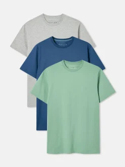 Outlet Joules Denton 3 Pack Crew Neck T-Shirts Blue/Green/Grey