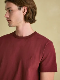 Best Joules Denton Heavyweight Jersey 100% Cotton Crew Neck T-Shirt Burgundy