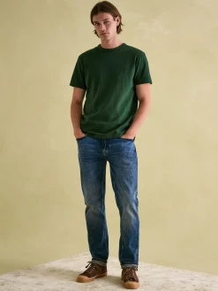 Clearance Joules Denton Dark Green Heavyweight Jersey 100% Cotton Crew Neck T-Shirt DarkGreen