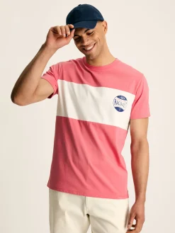 Clearance Joules Denton Colourblock Jersey Crew Neck T-Shirt Pink