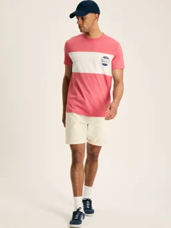 Clearance Joules Denton Colourblock Jersey Crew Neck T-Shirt Pink
