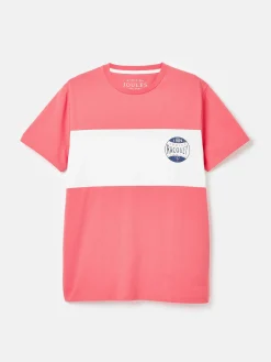 Clearance Joules Denton Colourblock Jersey Crew Neck T-Shirt Pink