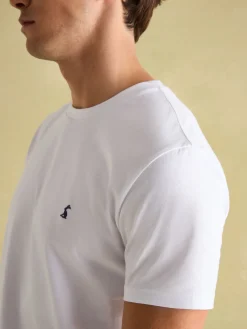 Sale Joules Denton Lightweight Jersey 100% Cotton Crew Neck T-Shirt White