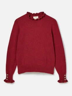 Discount Joules Edith Frill Neck Jumper Burgundy