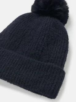 New Joules Effie Knitted Bobble Hat Navy