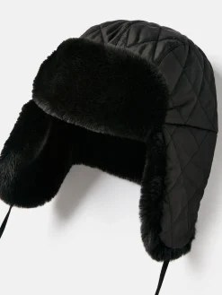 Clearance Joules Eira Faux Fur Lined Quilted Trapper Hat Black