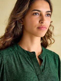 Discount Joules Elena Green Paisley Button Down Maxi Dress GreenPaisley