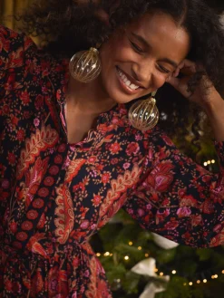 New Joules Elena Navy Floral Button Down Maxi Dress NavyFloral