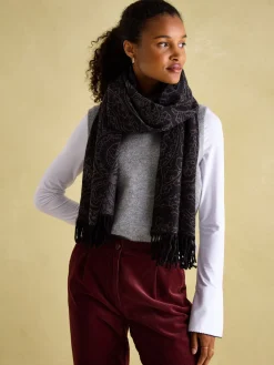 Best Joules Elissa Black & Grey Double-Sided Jacquard Scarf Black&Grey
