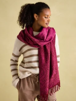 Best Joules Elissa Pink & Plum Double-Sided Jacquard Scarf Pink&Plum