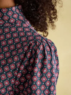 Online Joules Elizabeth Blue Floral High Neck Jersey Top BlueFloral