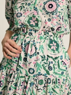 Discount Joules Elle Pink & Green Co-Ord Midi Skirt Pink&Green