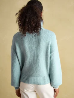 Sale Joules Elmore Knitted Quarter Zip Jumper Blue