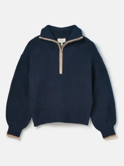 Best Joules Elmore Knitted Quarter Zip Jumper Navy