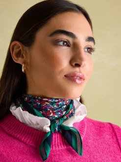 Joules Elsie Multi Navy Printed Lightweight Square Scarf MultiNavy