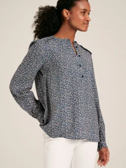 Hot Joules Emsley Blue Floral Long Sleeve Blouse BlueFloral