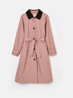 New Joules Epwell Waterproof Belted Trench Coat Pink