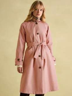 New Joules Epwell Waterproof Belted Trench Coat Pink
