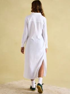 Best Joules Erica Button Through Cotton Shirt Dress White