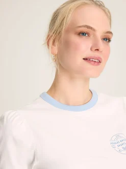 Clearance Joules Erin Short Sleeve T-Shirt Cream