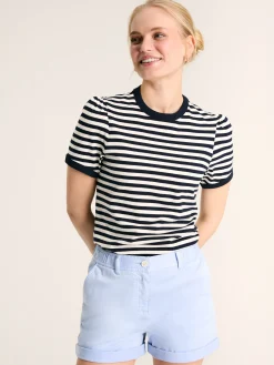 Sale Joules Erin Navy Blue Stripe Short Sleeve T-Shirt NavyBlueStripe