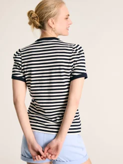Sale Joules Erin Navy Blue Stripe Short Sleeve T-Shirt NavyBlueStripe