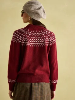 New Joules Eve Festive Fair Isle Jumper Red