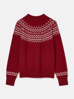 New Joules Eve Festive Fair Isle Jumper Red