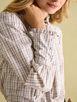 Sale Joules Everly Tie Neck Blouse Check