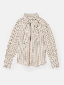 Sale Joules Everly Tie Neck Blouse Check