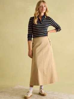 Best Joules Fairfield Navy & Tan Long Sleeve Ribbed Polo Shirt Navy&Tan