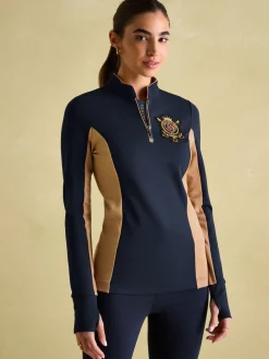 New Joules Faymere Embellished Long Sleeve Top Navy