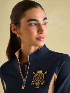 New Joules Faymere Embellished Long Sleeve Top Navy