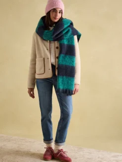 Online Joules Fenella Oversized Blanket Scarf Blue/Green