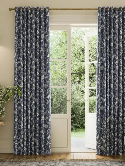 Sale Joules Festival Pheasants Set of 2 Blackout Eyelet Curtains Navy