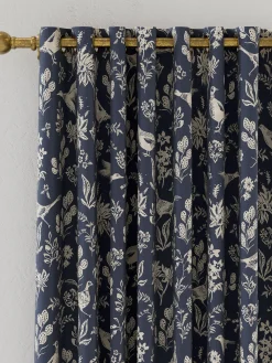 Sale Joules Festival Pheasants Set of 2 Blackout Eyelet Curtains Navy