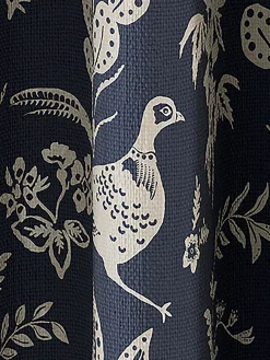 Sale Joules Festival Pheasants Set of 2 Blackout Eyelet Curtains Navy