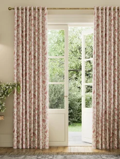 New Joules Festival Pheasants Set of 2 Blackout Eyelet Curtains Natural