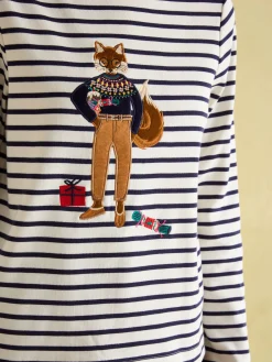 Outlet Joules Festive Harbour Boat Neck Breton Top Multi/White