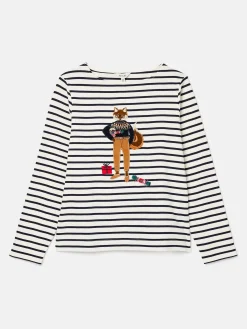 Outlet Joules Festive Harbour Boat Neck Breton Top Multi/White