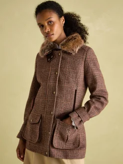 Discount Joules Fieldcoat Luxe Fieldcoat Luxe 3-in-1 Tweed Coat with Removable Quilted Gilet Brown