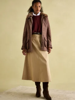 Discount Joules Fieldcoat Luxe Fieldcoat Luxe 3-in-1 Tweed Coat with Removable Quilted Gilet Brown