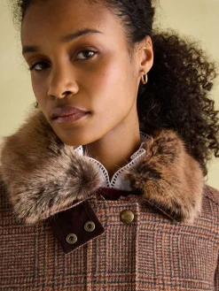 Discount Joules Fieldcoat Luxe Fieldcoat Luxe 3-in-1 Tweed Coat with Removable Quilted Gilet Brown