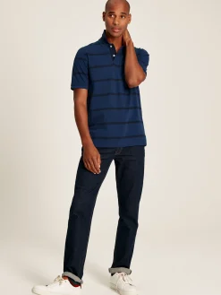 New Joules Filbert Classic Fit Striped Polo Shirt Blue