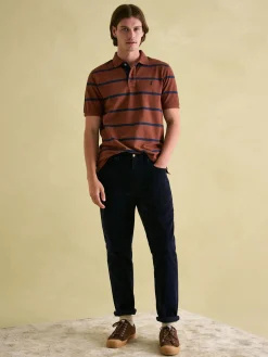 Joules Filbert Brown & Navy Striped Polo Shirt Brown&Navy