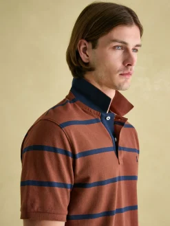 Joules Filbert Brown & Navy Striped Polo Shirt Brown&Navy