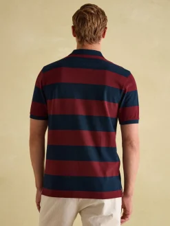 New Joules Filbert Striped Polo Shirt Burgundy